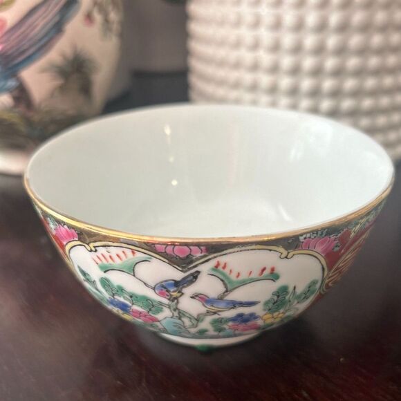 Vintage Kutani Japanese Porcelain Vase & Chinese Famille Rose Bowl - Picture 5 of 5